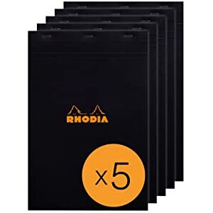Rhodia 192009C Stapled Notepad N°19 Black A4+ Small Squares 80 Detachable Sheets 80G Clairefontaine Paper Coated Card Cover Pack of 5 pads Rhodia 192009C Stapled Notepad N°19 Black A4+ Small Squares 80 Detachable Sheets 80G Clairefontaine Paper Coated Card Cover Pack of 5 pads