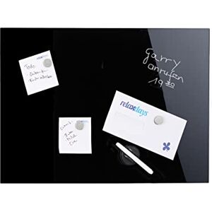 Relaxdays Glass Magnetic Dry Erase Memo Board, Writable, 3 Magnets, Safety Glass Magnet Board 100 x 60 cm, Black Relaxdays Glass Magnetic Dry Erase Memo Board, Writable, 3 Magnets, Safety Glass Magnet Board 100 x 60 cm, Black