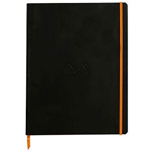 Rhodia 117702C Black Flexible Notebook A4+ Lined 160 Detachable Pages Ivory Clairefontaine Paper 90 g/m Bookmark, Elastic Closure Faux Leather Cover rama Collection Rhodia 117702C Black Flexible Notebook A4+ Lined 160 Detachable Pages Ivory Clairefontaine Paper 90 g/m Bookmark, Elastic Closure Faux Leather Cover rama Collection