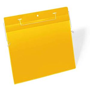 Durable Wire Hanging Ticket Holder A4 Landscape Yellow Pack of 50 Label Holders For Clearly Labelling Warehouse Shelves and Racking Durable Wire Hanging Ticket Holder A4 Landscape Yellow Pack of 50 Label Holders For Clearly Labelling Warehouse Shelves and Racking