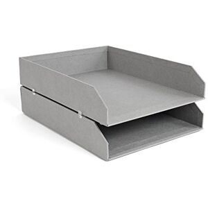 Bigso Box of Sweden Set of 2 Letter Tray for the Office Stackable Desk Storage Box, for Papers, Documents etc Two-Tier Fibreboard Filing and Storage Box System Grey Bigso Box of Sweden Set of 2 Letter Tray for the Office Stackable Desk Storage Box, for Papers, Documents etc Two-Tier Fibreboard Filing and Storage Box System Grey