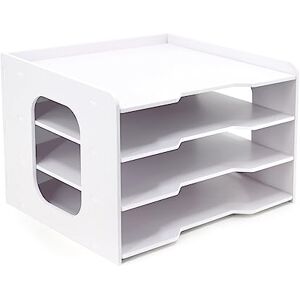 SONGWAY 12x12 Scrapbook Paper Organizer 4 Tier File Organizer, White, Plastic, PVC, Square, Modern, Stackable, Desktop Paper Storage, Home Office SONGWAY 12x12 Scrapbook Paper Organizer 4 Tier File Organizer, White, Plastic, PVC, Square, Modern, Stackable, Desktop Paper Storage, Home Office