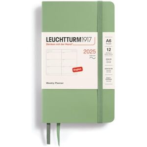 LEUCHTTURM1917 370684 Weekly Planner 2025, Pocket A6 Softcover 12 Month Planner, Lined Sage, English LEUCHTTURM1917 370684 Weekly Planner 2025, Pocket A6 Softcover 12 Month Planner, Lined Sage, English