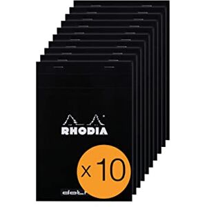 Rhodia 16559C Stapled Notepad Dot pad N°16 Black A5 Dot Dotted 80 Detachable Sheets White Clairefontaine Paper 80 g/m² Coated Card Cover Pack of 10 pads Rhodia 16559C Stapled Notepad Dot pad N°16 Black A5 Dot Dotted 80 Detachable Sheets White Clairefontaine Paper 80 g/m² Coated Card Cover Pack of 10 pads