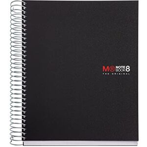 Miquelrius The Original Notebook, 8 colored stripes, Opaque polypropylene cover, A5 size (148 x 210 mm), 2 Holes, 200 Sheets of 70 g/m², 7 mm Horizontal Ruled, Black Color Miquelrius The Original Notebook, 8 colored stripes, Opaque polypropylene cover, A5 size (148 x 210 mm), 2 Holes, 200 Sheets of 70 g/m², 7 mm Horizontal Ruled, Black Color