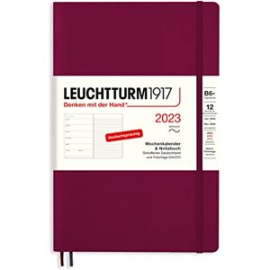 LEUCHTTURM1917 365701 Weekly Calendar and Notebook Softcover 2023, 12 Months, Port Red, Paperback (B6+) LEUCHTTURM1917 365701 Weekly Calendar and Notebook Softcover 2023, 12 Months, Port Red, Paperback (B6+)