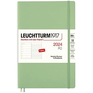LEUCHTTURM1917 367816 Weekly Calendar & Notebook Softcover Paperback (B6+) 2024, 12 Months, Sage, English LEUCHTTURM1917 367816 Weekly Calendar & Notebook Softcover Paperback (B6+) 2024, 12 Months, Sage, English