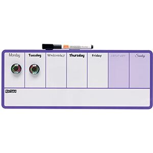Nobo Mini Magnetic Whiteboard Weekly Planner, Dry Wipe, Wall Mountable, 2 Tone Design, Integrated Pen Clip, Includes Pen & Magnets, 360 x 140 mm, Purple, 1904048 Nobo Mini Magnetic Whiteboard Weekly Planner, Dry Wipe, Wall Mountable, 2 Tone Design, Integrated Pen Clip, Includes Pen & Magnets, 360 x 140 mm, Purple, 1904048
