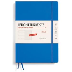 LEUCHTTURM1917 370482 Weekly Calendar & Notebook 2025, Composition B5 Hardcover 12-Month Planner, 80 g, Lined Sky LEUCHTTURM1917 370482 Weekly Calendar & Notebook 2025, Composition B5 Hardcover 12-Month Planner, 80 g, Lined Sky