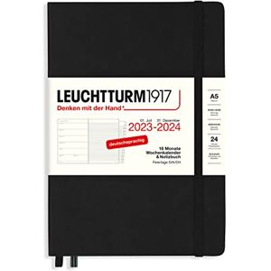 LEUCHTTURM1917 367689 Weekly Calendar & Notebook Medium (A5) 2024, 18 Months, Black, German LEUCHTTURM1917 367689 Weekly Calendar & Notebook Medium (A5) 2024, 18 Months, Black, German