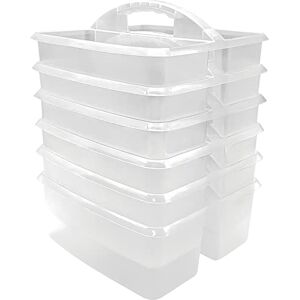 Teacher Created Resources Clear Portable Plastic Storage Caddy 6-Pack for Classrooms, Kids Room, and Office Organization, 3 Compartments Teacher Created Resources Clear Portable Plastic Storage Caddy 6-Pack for Classrooms, Kids Room, and Office Organization, 3 Compartments