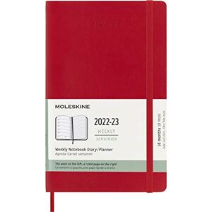 Moleskine 18-Month Weekly Planner/Diary, Weekly Planner 2022/2023, Weekly Notebook with Soft Cover and Elastic Closure, Size Large 13 x 21 cm, Colour Scarlet Red Moleskine 18-Month Weekly Planner/Diary, Weekly Planner 2022/2023, Weekly Notebook with Soft Cover and Elastic Closure, Size Large 13 x 21 cm, Colour Scarlet Red