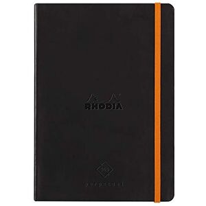 Rhodia 117182C Soft Notebook Diary Perpetual Perpetual Black A5 128 pages 90G Ivory Clairefontaine Paper Index, Elastic Closure Faux Leather Cover rama Collection Rhodia 117182C Soft Notebook Diary Perpetual Perpetual Black A5 128 pages 90G Ivory Clairefontaine Paper Index, Elastic Closure Faux Leather Cover rama Collection