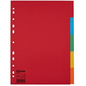Esselte Index for A4, Pack of 20, 5 dividers with tabs, red/Multicoloured, Recycled Cardboard, 100199 Esselte Index for A4, Pack of 20, 5 dividers with tabs, red/Multicoloured, Recycled Cardboard, 100199