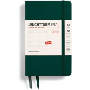 LEUCHTTURM1917 370781 Weekly Planner 2025, Pocket A6 Hardcover 12 Month Planner, Lined Forest Green, English LEUCHTTURM1917 370781 Weekly Planner 2025, Pocket A6 Hardcover 12 Month Planner, Lined Forest Green, English