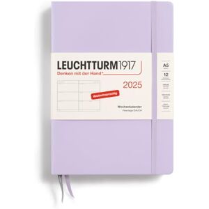 LEUCHTTURM1917 370542 Weekly Planner 2025, Medium A5 Hardcover 12-Month Planner, 80 g, Lined Lilac LEUCHTTURM1917 370542 Weekly Planner 2025, Medium A5 Hardcover 12-Month Planner, 80 g, Lined Lilac