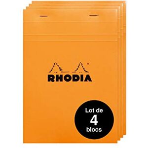 Rhodia 16200Amzc Set of 4 Stapled Notepads No. 16 Orange A5 Small Squares 80 Detachable Sheets White Clairefontaine Paper 80 g/m Soft and Resistant Coated Card Cover Rhodia 16200Amzc Set of 4 Stapled Notepads No. 16 Orange A5 Small Squares 80 Detachable Sheets White Clairefontaine Paper 80 g/m Soft and Resistant Coated Card Cover