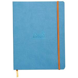 Rhodia 117507C Turquoise Flexible Notebook 19x25 cm Lined 160 pages Clairefontaine Ivory Paper 90 g/m Bookmark, Elastic Closure Faux Leather Cover rama Collection Rhodia 117507C Turquoise Flexible Notebook 19x25 cm Lined 160 pages Clairefontaine Ivory Paper 90 g/m Bookmark, Elastic Closure Faux Leather Cover rama Collection