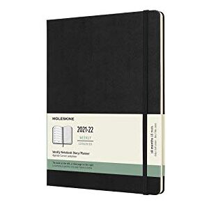 Moleskine 18-Month Weekly Planner/Diary, Weekly Planner 2021/2022, Weekly Notebook with Hard Cover and Elastic Closure, Size X-Large 19 x 25 cm, Colour Black, 208 Pages Moleskine 18-Month Weekly Planner/Diary, Weekly Planner 2021/2022, Weekly Notebook with Hard Cover and Elastic Closure, Size X-Large 19 x 25 cm, Colour Black, 208 Pages
