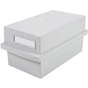 Exacompta Ref 56140D Record Card Holder with Lid 240 x 133 x 112mm in Size, A7 Horizontal Format, Front Label for Identification, Holds Approx. 600 Sheets Light Grey Exacompta Ref 56140D Record Card Holder with Lid 240 x 133 x 112mm in Size, A7 Horizontal Format, Front Label for Identification, Holds Approx. 600 Sheets Light Grey