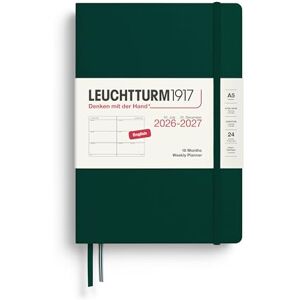 LEUCHTTURM1917 Weekly Planner 2027 Medium (A5) English, Forest Green, Hardcover, 145 x 210 mm, 18 Months 07. 2026-12/2027, 1 Week per Double Page, 80 g/m² Paper LEUCHTTURM1917 Weekly Planner 2027 Medium (A5) English, Forest Green, Hardcover, 145 x 210 mm, 18 Months 07. 2026-12/2027, 1 Week per Double Page, 80 g/m² Paper