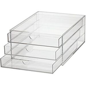 MAUL A4 Acrylic Drawer Box, Desk Organiser with 3 Compartments for Storing Paper, Bill, Documents, Space-saving, Stackable for Desk and Shelf, Transparent MAUL A4 Acrylic Drawer Box, Desk Organiser with 3 Compartments for Storing Paper, Bill, Documents, Space-saving, Stackable for Desk and Shelf, Transparent