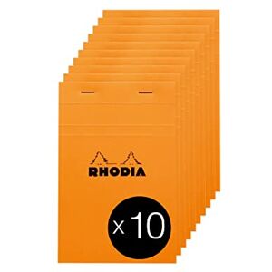 Rhodia 14200C Stapled Notepad N°14 Orange 11x17 cm Small Squares 80 Detachable Sheets White Clairefontaine Paper 80 g/m² Coated Card Cover Pack of 10 pads Rhodia 14200C Stapled Notepad N°14 Orange 11x17 cm Small Squares 80 Detachable Sheets White Clairefontaine Paper 80 g/m² Coated Card Cover Pack of 10 pads