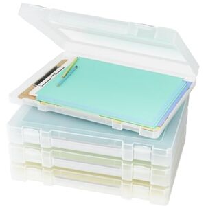 Denkee Large Thick Durable Portable Project Case for 8.5" x 11" Letter A4 File Paper, Plastic Storage Box with Handle, Documents Magazines Paper Protector, Office Supplies File Storage Case, 4 Pack Denkee Large Thick Durable Portable Project Case for 8.5" x 11" Letter A4 File Paper, Plastic Storage Box with Handle, Documents Magazines Paper Protector, Office Supplies File Storage Case, 4 Pack