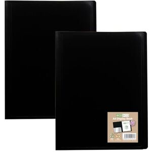 eco-eco A4 100% Recycled 120 Pocket Black Flexible Cover Portfolio Book Folder Display Book, Pack of 2 Books, eco161x2 eco-eco A4 100% Recycled 120 Pocket Black Flexible Cover Portfolio Book Folder Display Book, Pack of 2 Books, eco161x2