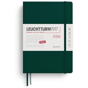 LEUCHTTURM1917 372776 Daily Planner Medium (A5) 2026, 12 Months, Forest Green, English LEUCHTTURM1917 372776 Daily Planner Medium (A5) 2026, 12 Months, Forest Green, English