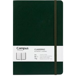 Campus A5 Notebook, Bullet Journal with Horizontal Ruled 7 mm, Hardcover Stitched Notebook with 96 75 g Sheets, Elastic Closure, Pocket and Bookmark. (A5, Horizontal Ruled, Dark Green) Campus A5 Notebook, Bullet Journal with Horizontal Ruled 7 mm, Hardcover Stitched Notebook with 96 75 g Sheets, Elastic Closure, Pocket and Bookmark. (A5, Horizontal Ruled, Dark Green)