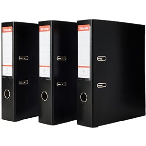 Esselte A4 Lever Arch File, 3-Pack, 550 Sheets Capacity, Durable PP Plastic Cover with Interchangeable Label Holder, Metal Reinforcements, Ring Binder, Office File Organiser, Black (624294) Esselte A4 Lever Arch File, 3-Pack, 550 Sheets Capacity, Durable PP Plastic Cover with Interchangeable Label Holder, Metal Reinforcements, Ring Binder, Office File Organiser, Black (624294)