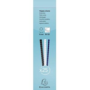 Exacompta Ref 76501E Binding Combs 16mm Thick, 21 Rings, Suitable for A4 Documents, Holds Approx. 90-100 Sheets, Made from PVC Material Black (Pack of 25) Exacompta Ref 76501E Binding Combs 16mm Thick, 21 Rings, Suitable for A4 Documents, Holds Approx. 90-100 Sheets, Made from PVC Material Black (Pack of 25)