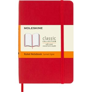 Moleskine Classic Ruled Paper Notebook, Soft Cover and Elastic Closure Journal, Color Scarlet Red, Size Pocket 9 x 14 A6, 192 Pages Moleskine Classic Ruled Paper Notebook, Soft Cover and Elastic Closure Journal, Color Scarlet Red, Size Pocket 9 x 14 A6, 192 Pages