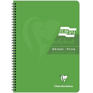 Clairefontaine A4 Notebook, 180 Pages, Green, Pack of 5 Clairefontaine A4 Notebook, 180 Pages, Green, Pack of 5