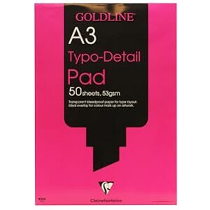 Clairefontaine Ref GPD1A3Z Goldline Typo-Detail Pad (50 Sheets) A3 (297 x 420mm) in Size, 53gsm Transparent Bleedproof White Paper Suitable for Layout & Overlay Work Clairefontaine Ref GPD1A3Z Goldline Typo-Detail Pad (50 Sheets) A3 (297 x 420mm) in Size, 53gsm Transparent Bleedproof White Paper Suitable for Layout & Overlay Work
