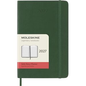 Moleskine Daily Planner 2027, Soft Cover 12 Month Diary with Elastic Closure, Pocket Size 9x14 Cm, Myrtle Green Moleskine Daily Planner 2027, Soft Cover 12 Month Diary with Elastic Closure, Pocket Size 9x14 Cm, Myrtle Green