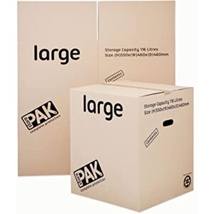 StorePAK Large Storage Moving Boxes with Handles (Pack of 7) 116 litres 100% Recyclable H 55 x W 46 x D 46 cm Large, brown StorePAK Large Storage Moving Boxes with Handles (Pack of 7) 116 litres 100% Recyclable H 55 x W 46 x D 46 cm Large, brown