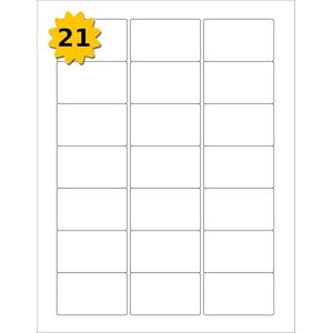 Stephens Self Adhesive Address Labels, 63.5 x 38.2mm, 21 Up, A4, Matt White, Rectangular Stickers, 21 Labels Per Sheet, Box of 100 Sheets, 2100 Labels Total Stephens Self Adhesive Address Labels, 63.5 x 38.2mm, 21 Up, A4, Matt White, Rectangular Stickers, 21 Labels Per Sheet, Box of 100 Sheets, 2100 Labels Total