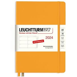 LEUCHTTURM1917 367615 Weekly Planner Medium (A5) 2024, with Extra Book for Addresses and Anniversaries, Rising Sun, German, 12 Months LEUCHTTURM1917 367615 Weekly Planner Medium (A5) 2024, with Extra Book for Addresses and Anniversaries, Rising Sun, German, 12 Months