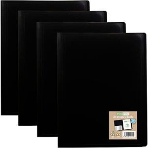 eco-eco A4 100% Recycled 80 Pocket Black Flexible Cover Portfolio Book Folder Display Book, Pack of 4, eco115x4 eco-eco A4 100% Recycled 80 Pocket Black Flexible Cover Portfolio Book Folder Display Book, Pack of 4, eco115x4