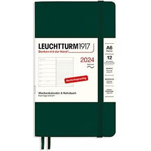 LEUCHTTURM1917 367789 Weekly Calendar & Notebook Pocket (A6) 2024, Soft Cover, Forest Green, German, 12 Months LEUCHTTURM1917 367789 Weekly Calendar & Notebook Pocket (A6) 2024, Soft Cover, Forest Green, German, 12 Months