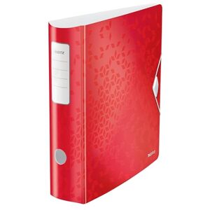 Leitz Wow Lever Arch File, Metallic Red, A4 Folder, Curved Spine 82mm Width, Elastic Fastening, Light Polyfoam Material, 11060026 Leitz Wow Lever Arch File, Metallic Red, A4 Folder, Curved Spine 82mm Width, Elastic Fastening, Light Polyfoam Material, 11060026