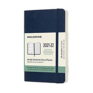 Moleskine 18-Month Weekly Planner/Diary, Pocket Planner 2021/2022, Weekly Notebook with Soft Cover and Elastic Closure, Size Pocket 9 x 14 cm, Colour Sapphire Blue, 208 Pages Moleskine 18-Month Weekly Planner/Diary, Pocket Planner 2021/2022, Weekly Notebook with Soft Cover and Elastic Closure, Size Pocket 9 x 14 cm, Colour Sapphire Blue, 208 Pages