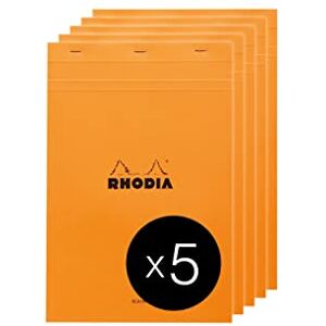 Rhodia 18000C Stapled Notepad N°18 Orange A4 80 Detachable Sheets Plain White Clairefontaine Paper 80 g/m² Coated Card Cover Pack of 5 pads Rhodia 18000C Stapled Notepad N°18 Orange A4 80 Detachable Sheets Plain White Clairefontaine Paper 80 g/m² Coated Card Cover Pack of 5 pads