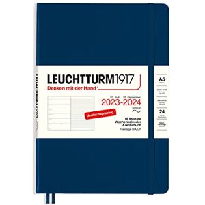 LEUCHTTURM1917 367859 Weekly Calendar & Notebook Softcover Medium (A5) 2024, 18 Months, Navy, German LEUCHTTURM1917 367859 Weekly Calendar & Notebook Softcover Medium (A5) 2024, 18 Months, Navy, German