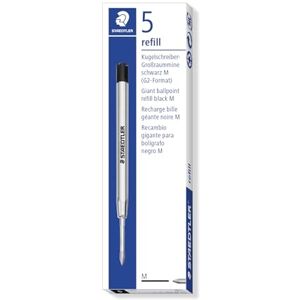 STAEDTLER Ballpoint Pen Refill, Large Capacity, Set of 5, G2 Size, Black, line Width M, 458 M-9 STAEDTLER Ballpoint Pen Refill, Large Capacity, Set of 5, G2 Size, Black, line Width M, 458 M-9