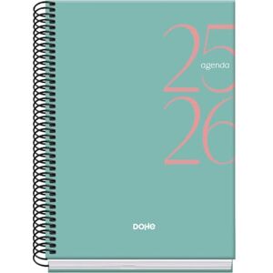 DOHE School Planner 2025 2026 Week to View, A5 Size (15x21 cm), Spanish and English, September to June, Spiral Binding, Hard Cover SYSTEM Green DOHE School Planner 2025 2026 Week to View, A5 Size (15x21 cm), Spanish and English, September to June, Spiral Binding, Hard Cover SYSTEM Green