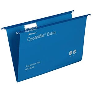 Rexel Foolscap Heavy Duty Suspension Files with Tabs and Inserts for Filing Cabinets, 15 mm base, Polypropylene, Blue, Crystalfile Extra, Pack of 25, 70630 Rexel Foolscap Heavy Duty Suspension Files with Tabs and Inserts for Filing Cabinets, 15 mm base, Polypropylene, Blue, Crystalfile Extra, Pack of 25, 70630