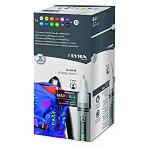 LYRA Graduate Mark All Multisurfaces Permanent Marker, 2mm Round Tip, 12 Assorted colours, For Students and Schools LYRA Graduate Mark All Multisurfaces Permanent Marker, 2mm Round Tip, 12 Assorted colours, For Students and Schools
